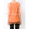 New Orange trois quarts de longueur Puff Manches col Rond Summer Blouse Fabrication en gros Mode Femmes Vêtements (TA0032B)